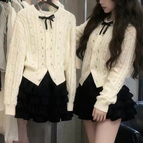Crystal Cable Knit Cardigan