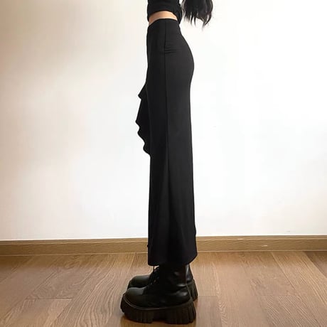 ぴょん様ご着用♡リボンアップブラックロングスカート