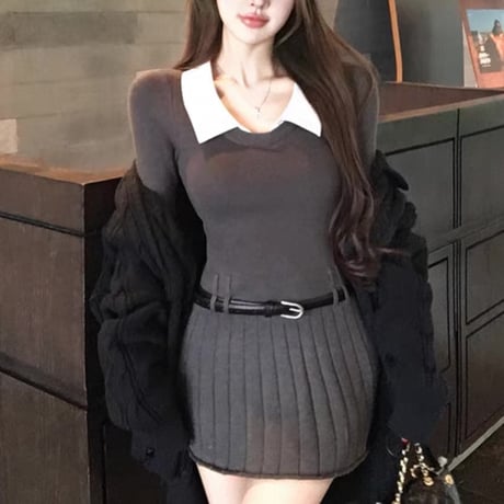 Glay Pleats Docking Dress