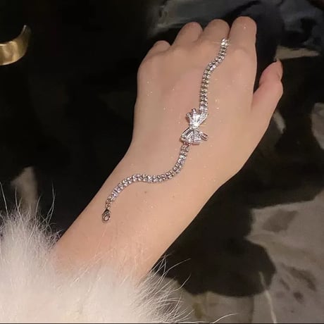 Crystal silver ribbon accessory 3種