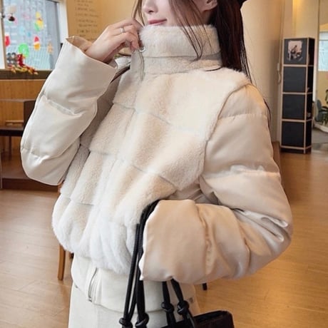 Fur Panel Zip Jacket
