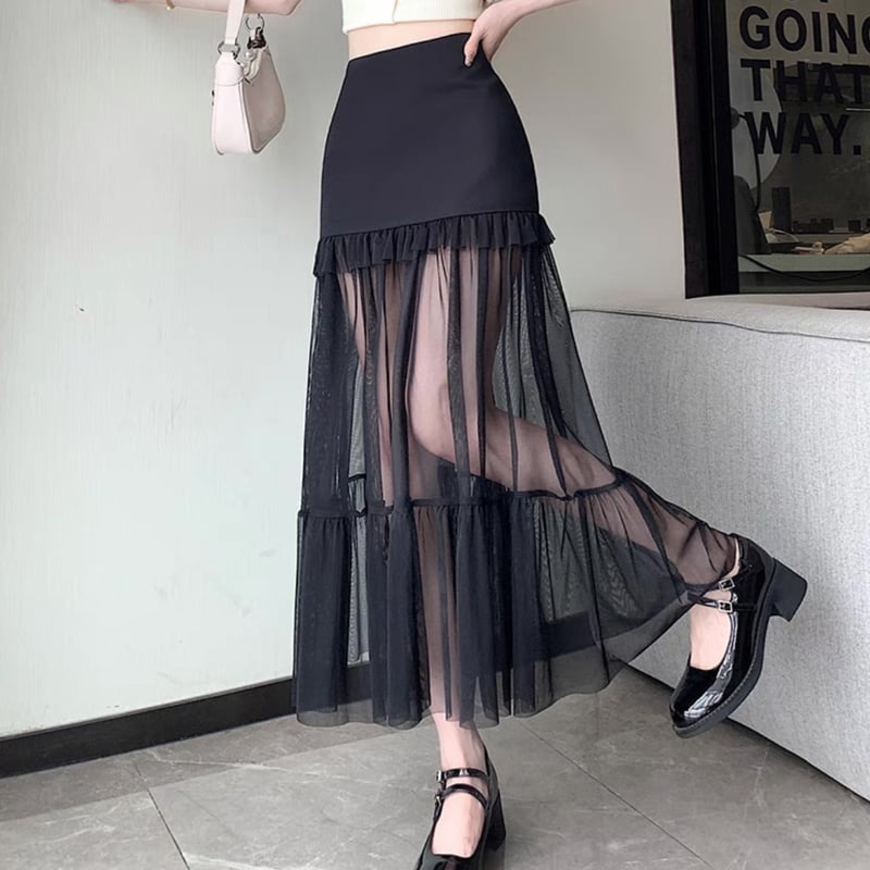 シアーミニロングスカート 2色 | ecrea