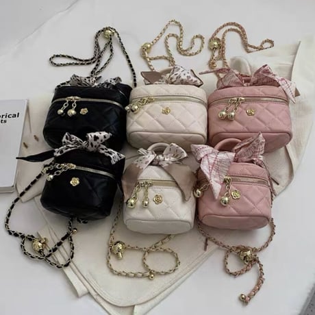 スカーフ付きキルティングバニティbag  2種3色