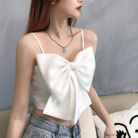front ribbon mini camisole 3色