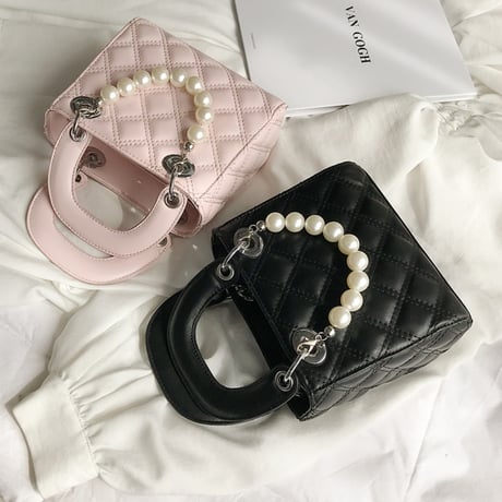 パール付き ハンドbag 4色