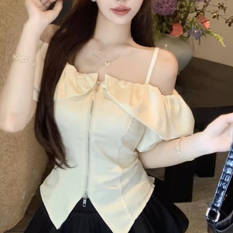 Frill Shoulder Corset Top 3色