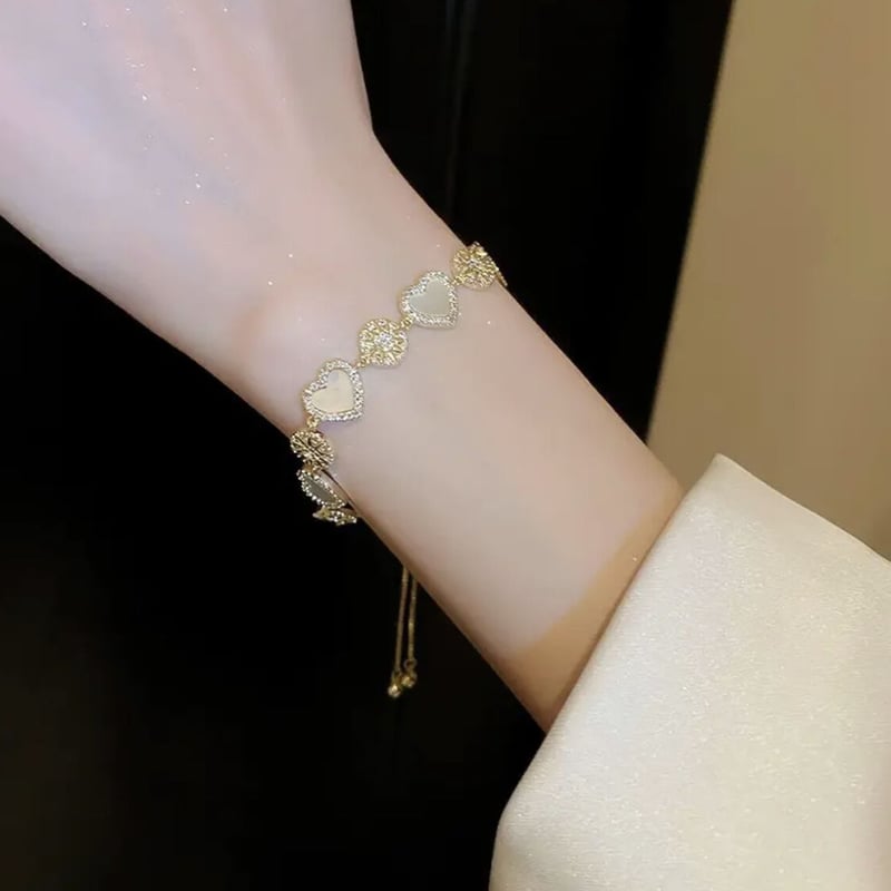 AHKAH★シャボンハート★ブレスレット ブレス K18 ハート ♡ キラキラハートブレスレット | ecrea