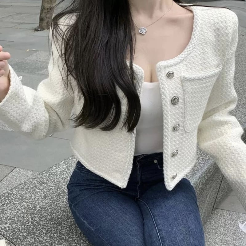 White simple tweed jacket