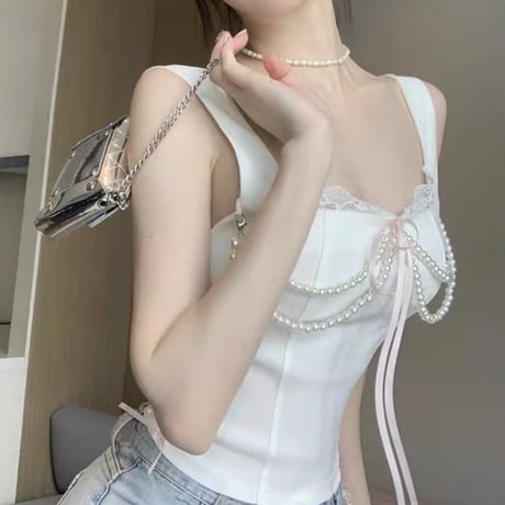 Pearl Chain Corset Top 2色