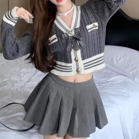 bijou broach バイカラーニットトップス 3色