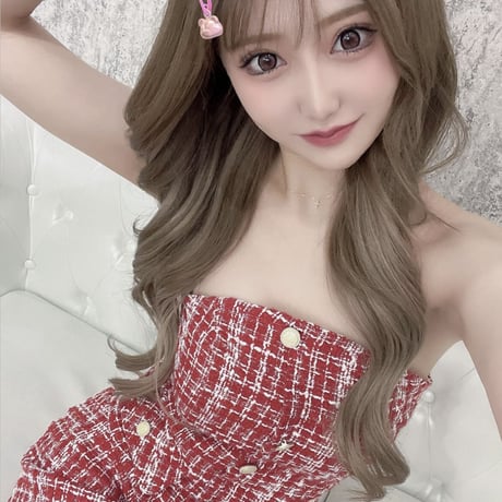 結城里華様ご着用♡REDツイードベアワンピ