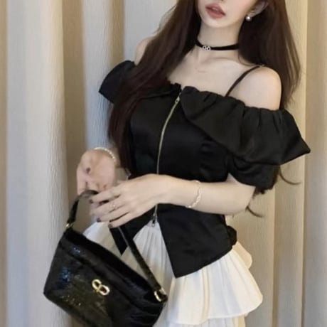 Frill Shoulder Corset Top 3色