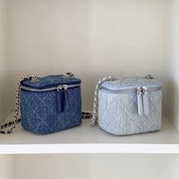 denim quilting mini bag 2色