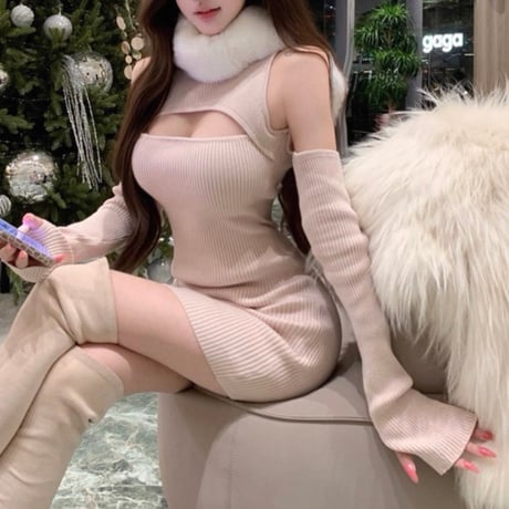 Pink Cutout Knit Dress