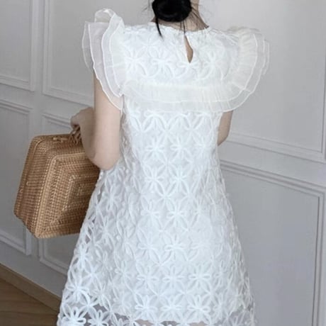 Flower lace frill op