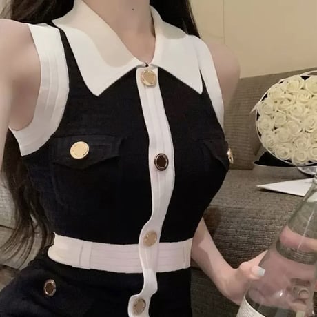 ノースリバイカラーワンピ2色