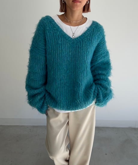【¥6,800→¥5,900】Shaggy Knit'V-neck'#9356