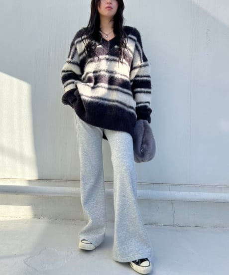 【¥8,800→¥7,600】Wide Knit Border'V-neck'#26639