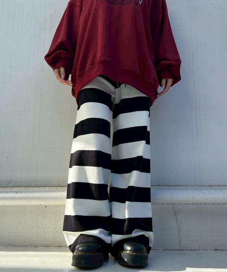 Knit Wide Pants'Bold Stripe'#91177