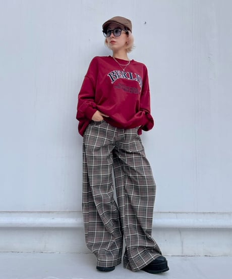 Plaid Wide Pants'With Belt'#3197