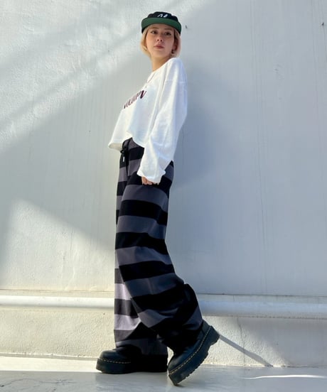 Knit Wide Pants'Bold Stripe'#91177