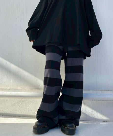 Knit Wide Pants'Bold Stripe'#91177