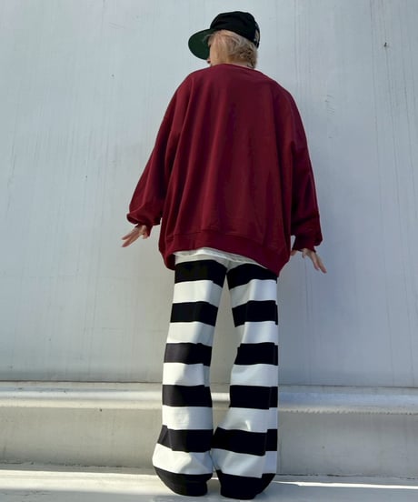 Knit Wide Pants'Bold Stripe'#91177