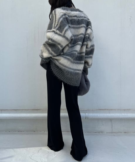 【¥8,800→¥7,600】Wide Knit Border'V-neck'#26639