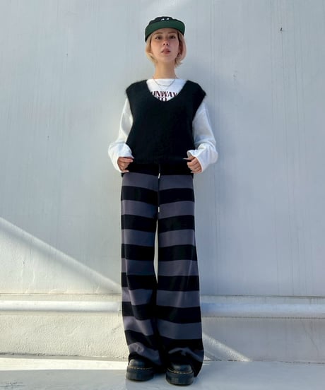 Knit Wide Pants'Bold Stripe'#91177