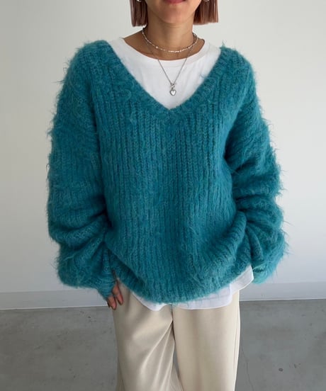 【¥6,800→¥5,900】Shaggy Knit'V-neck'#9356