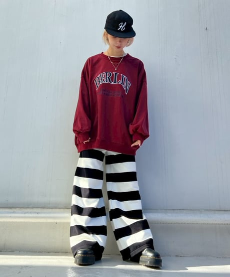 Knit Wide Pants'Bold Stripe'#91177