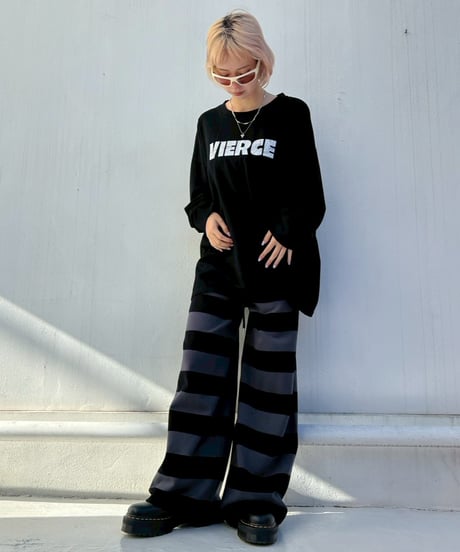Knit Wide Pants'Bold Stripe'#91177