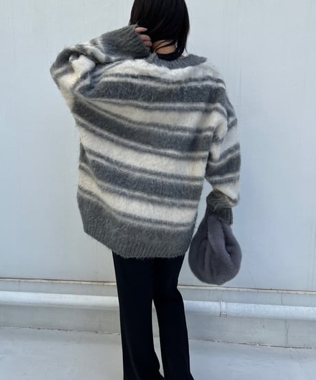 【¥8,800→¥7,600】Wide Knit Border'V-neck'#26639
