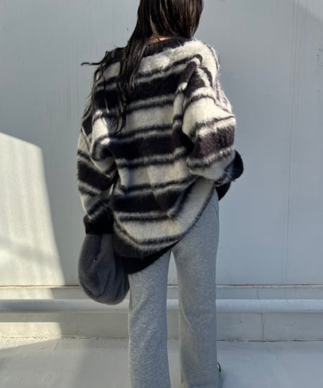 【¥8,800→¥7,600】Wide Knit Border'V-neck'#26639