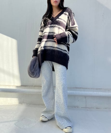 【¥8,800→¥7,600】Wide Knit Border'V-neck'#26639