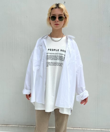 Loose Silhouette Shirt'Color Stitching'#8080