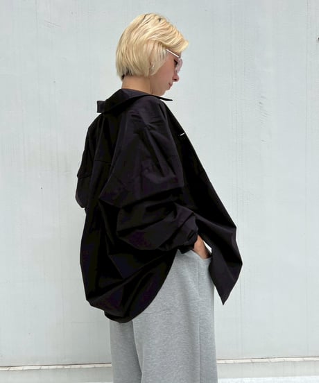 Loose Silhouette Shirt'Color Stitching'#8080