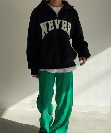 【¥7,400→¥6,9000Half zip knit'NEVER'#k-011