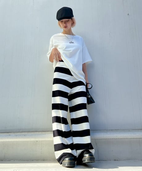 Knit Wide Pants'Bold Stripe'#91177