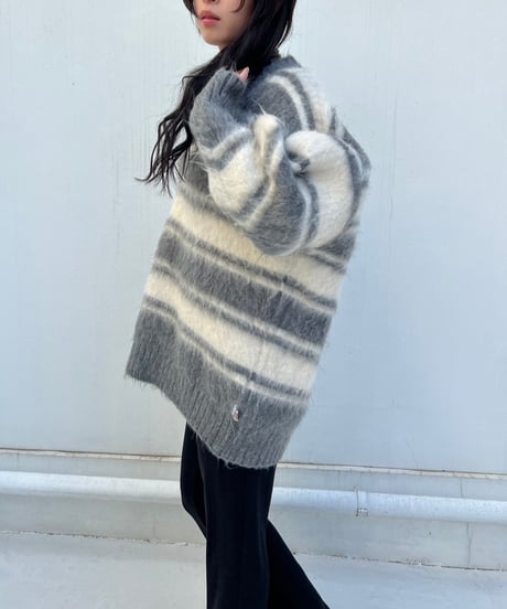 【¥8,800→¥7,600】Wide Knit Border'V-neck'#26639