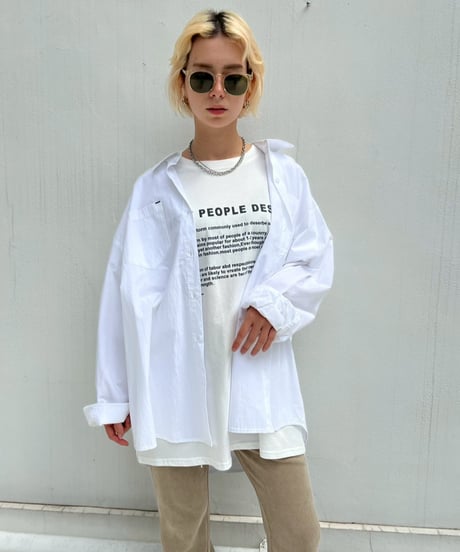 Loose Silhouette Shirt'Color Stitching'#8080