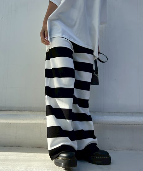 Knit Wide Pants'Bold Stripe'#91177
