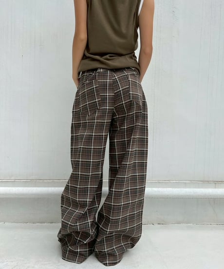 Plaid Wide Pants'With Belt'#3197