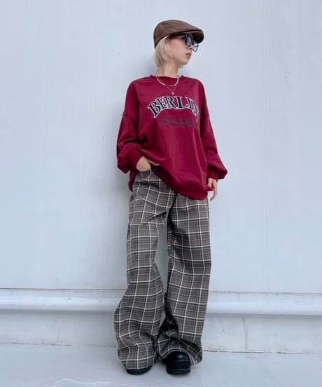 Plaid Wide Pants'With Belt'#3197