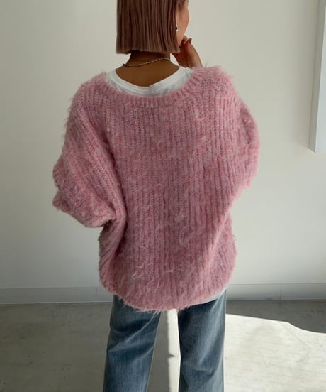 【¥6,800→¥5,900】Shaggy Knit'V-neck'#9356