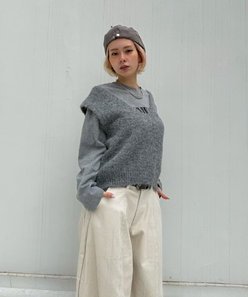 【新品未使用】Heve tinker knit vest gray th products / ティーエイチプロダクツ | Toggle Oversized Vest