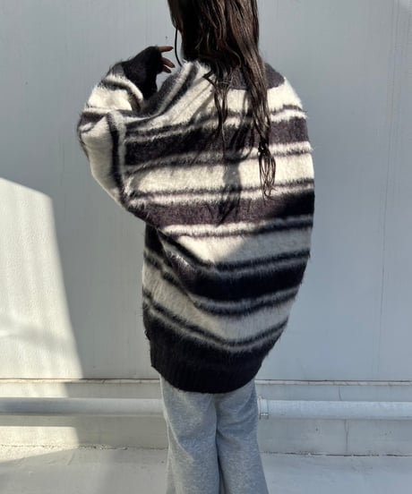 【¥8,800→¥7,600】Wide Knit Border'V-neck'#26639