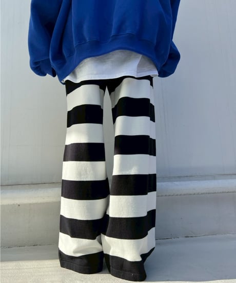 Knit Wide Pants'Bold Stripe'#91177
