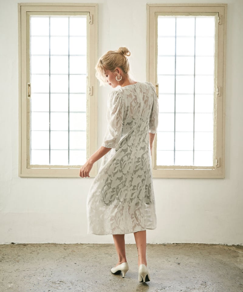 Chiffon jacquard onepiece | MAHOROOGINO