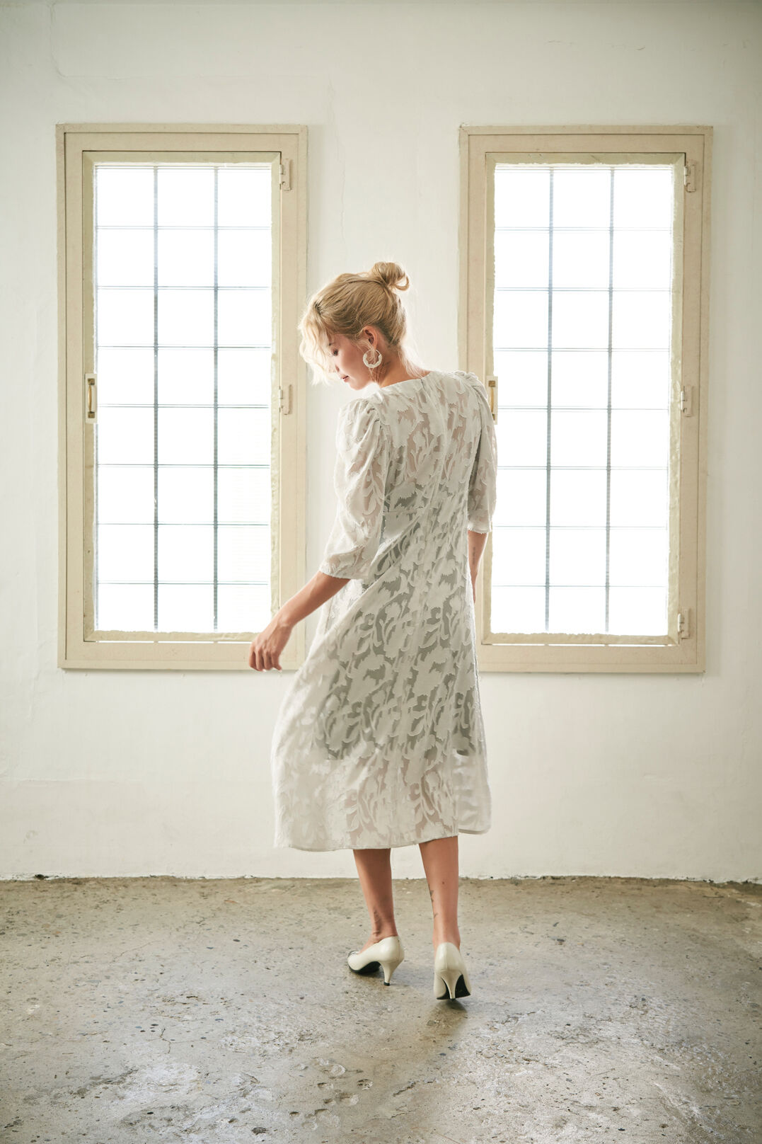 Chiffon jacquard onepiece | MAHOROOGINO